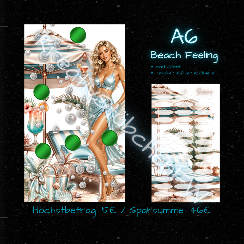 BEACH FEELING / Mixchallenge / A6 Binder / mattfoliert