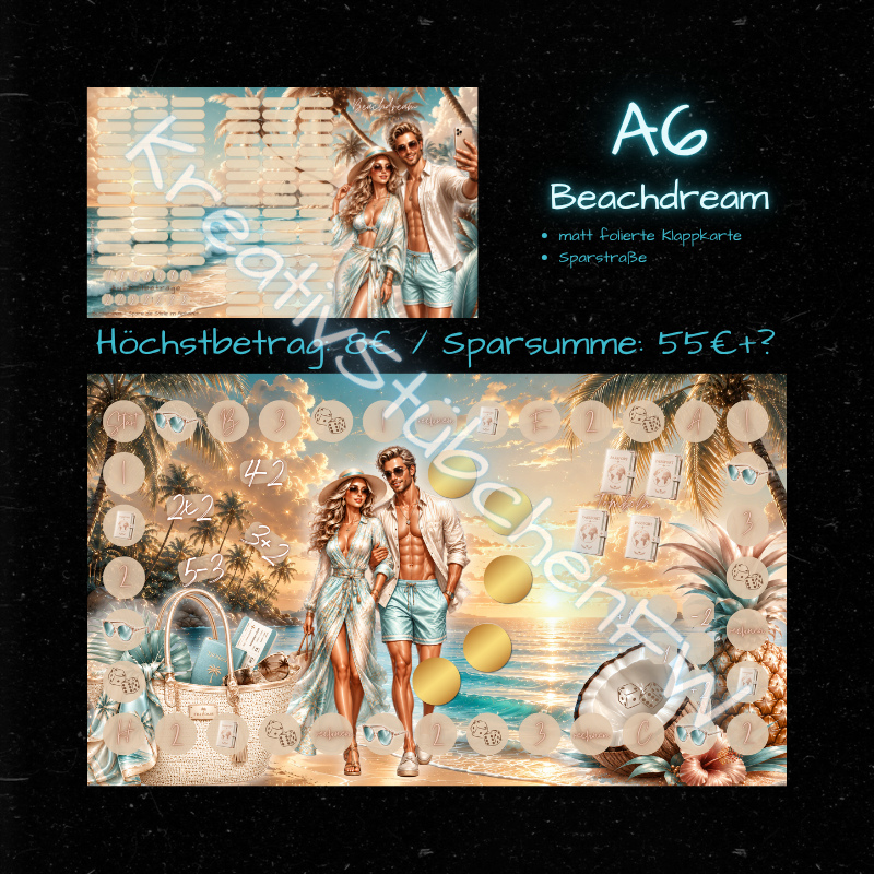 BEACHDREAM 3er Klappkarte / A6 Binder / mattfoliert