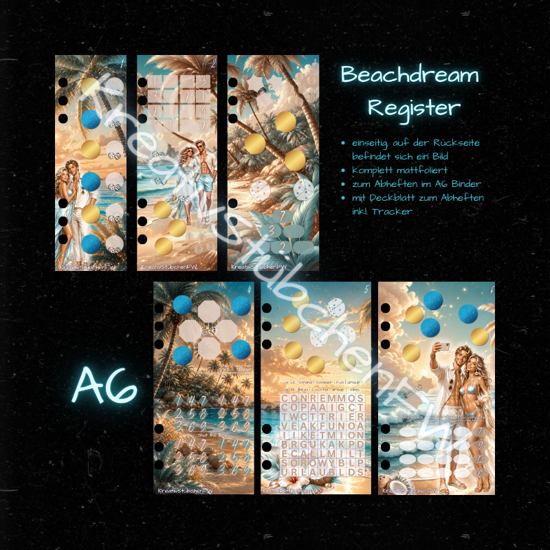 BEACHDREAM Register / A6 Binder / mattfoliert