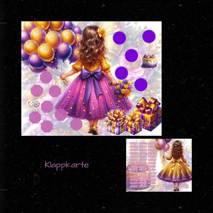 GIRLY BIRTHDAY / Rubbelchallenge mit Klappkarte / A7