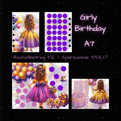 GIRLY BIRTHDAY / Rubbelchallenge mit Klappkarte / A7