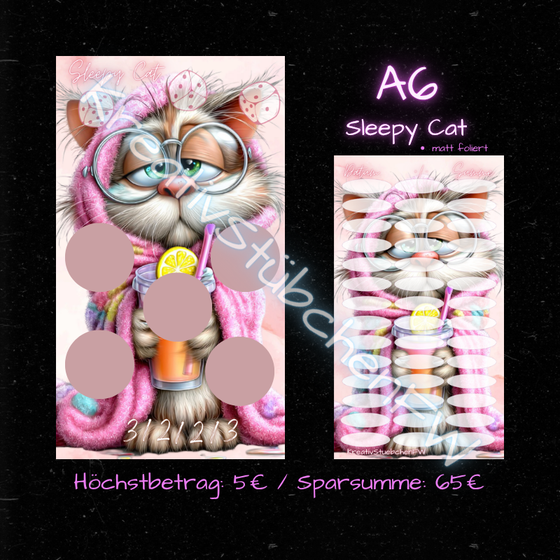 SLEEPY CAT/ Mixchallenge / A6 Binder / mattfoliert